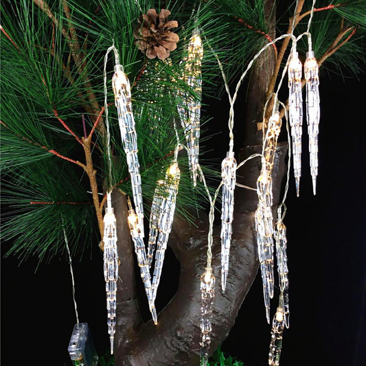 Battery Powered Sparkling Christmas Icicle String Lights - 9.84ft, 20 LED, Home Xmas Holiday Party Window Decor Lighting