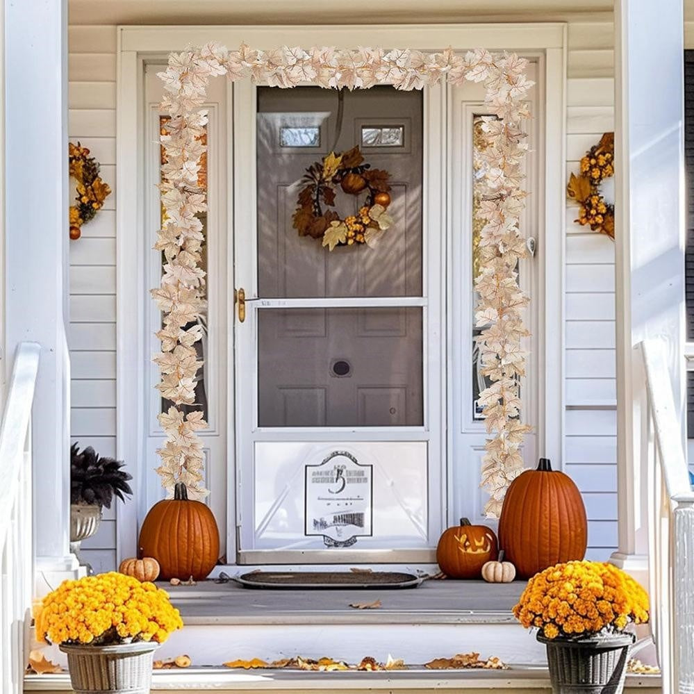 Battery Powered Warm White LED Maple Leaf String Lights - 20 LED, 9.84ft, Indoor Fall Holiday Lighting
