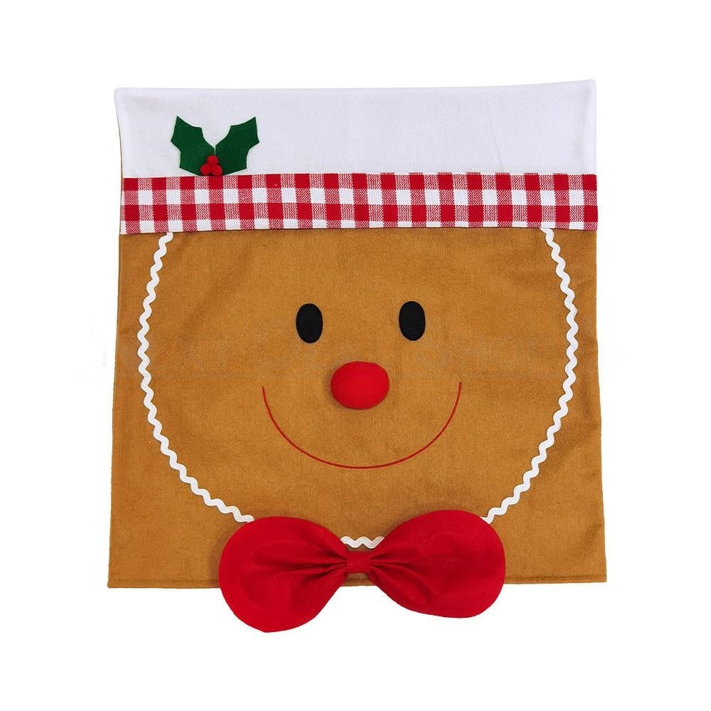 Christmas Themed Gingerbread Man Chair Cover - Festive Dining Room Party Decor