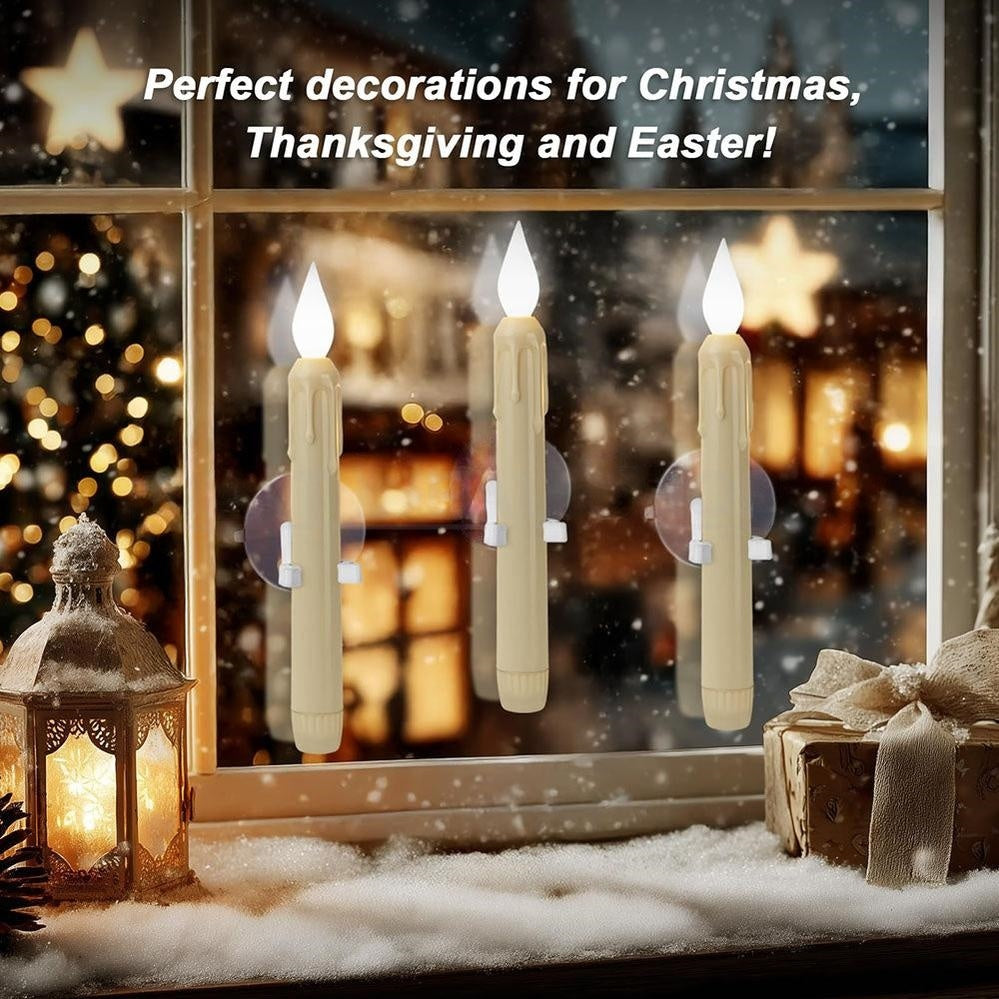 Dusk to Dawn Auto On LED Window Candles - 6 Pack, Window Holiday Accent Lighting