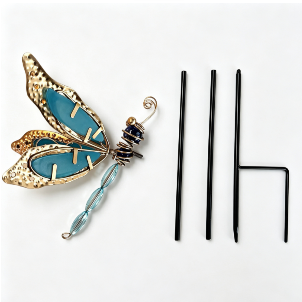 Glow-In-Dark Metal Dragonfly Garden Stake - Flower Bed & Lawn Yard Art