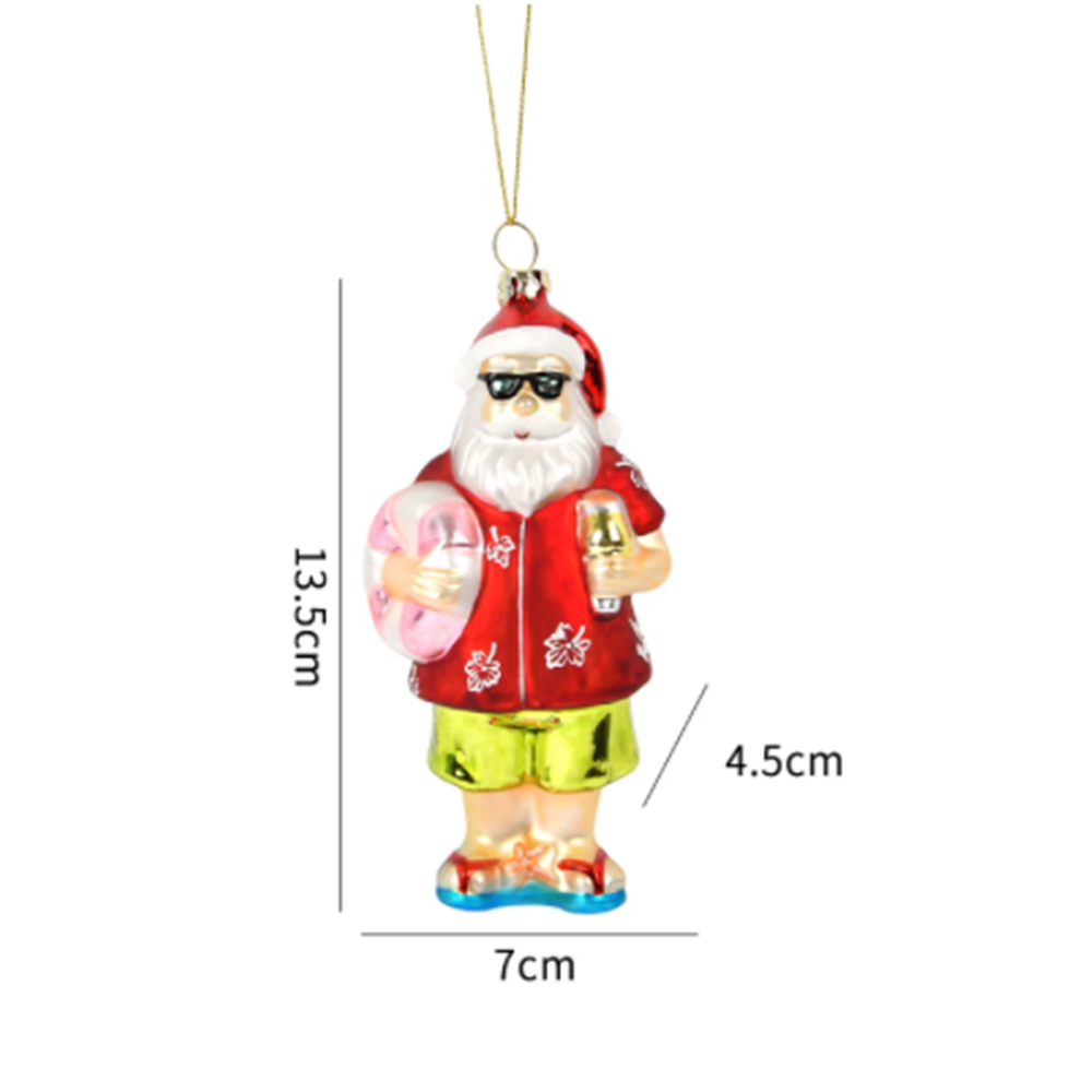 Hand Blown Glass Santa Christmas Hanging Ornament - Xmas Tree Decor