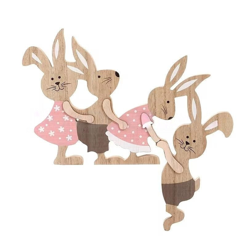 Hand Crafted Wooden Bunny Figurine - Tabletop & Shelf Indoor Decor