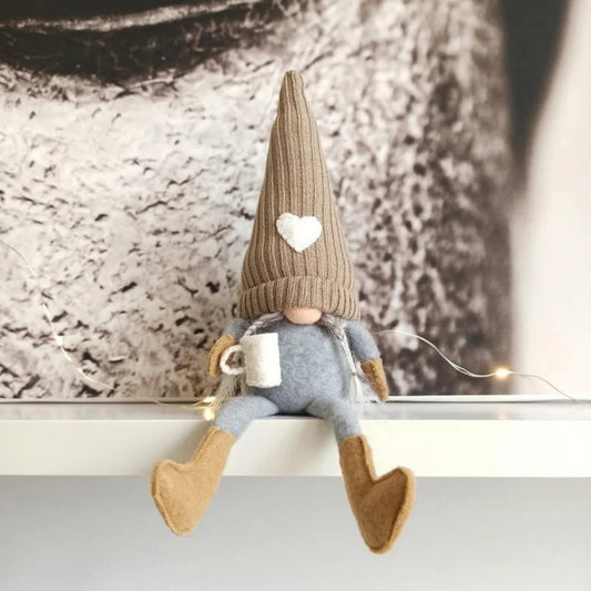 Handmade Coffee Loving Gnome Decor - Set of 2, Home Tabletop Shelf Holiday Decor