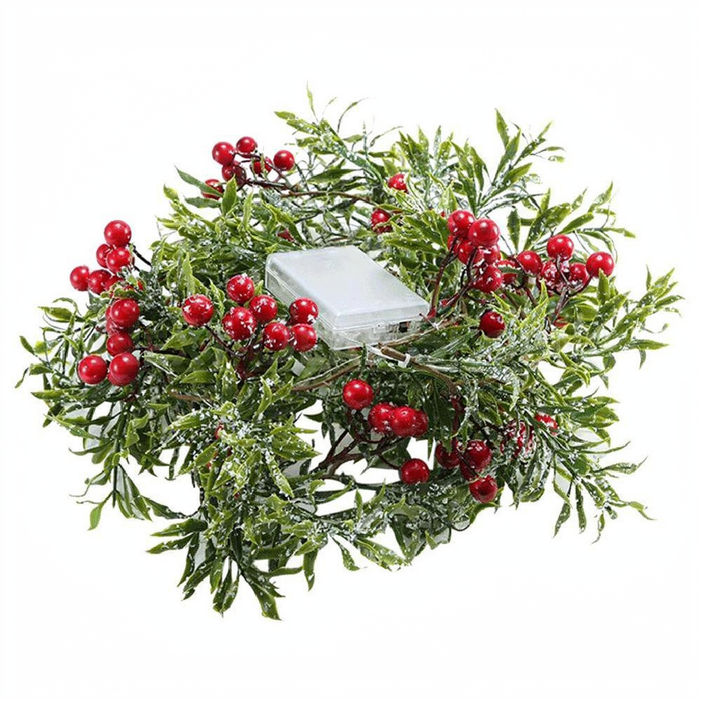 LED Red Berry Pine Needle Christmas Lights - Home Xmas Holiday Party Decor Lighting