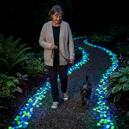 Luminous Glow-in-the-Dark Garden Pebbles - 10-Pack (1.7-Inch), Pathway & Lawn Decor