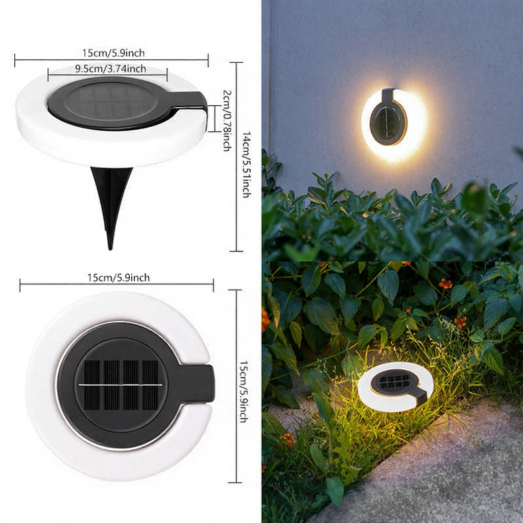 Rotatable Solar Powered LED Ring Light - Weatherproof Outdoor Yard Garden Decor Lighting