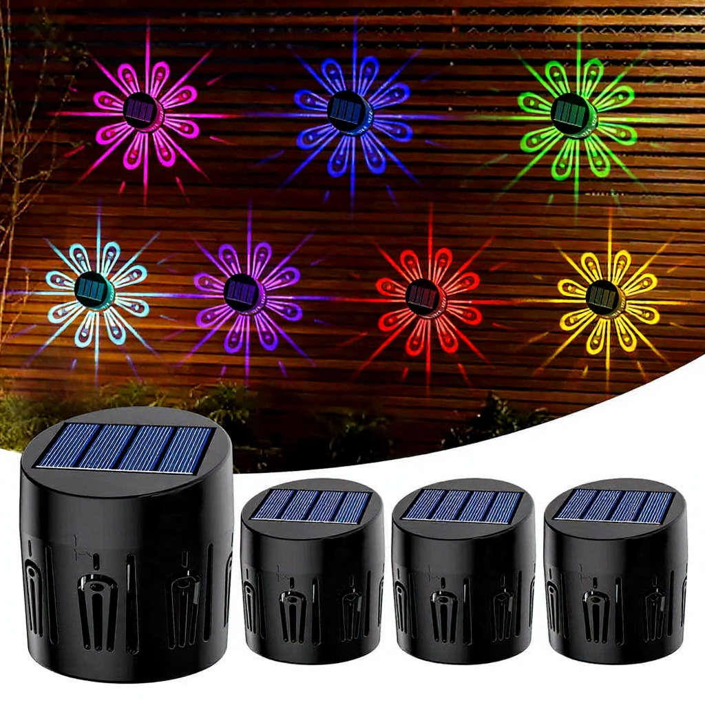 Solar Powered Color Changing Flower LED Wall Light - Weatherproof Outdoor Patio Exterior Lighting