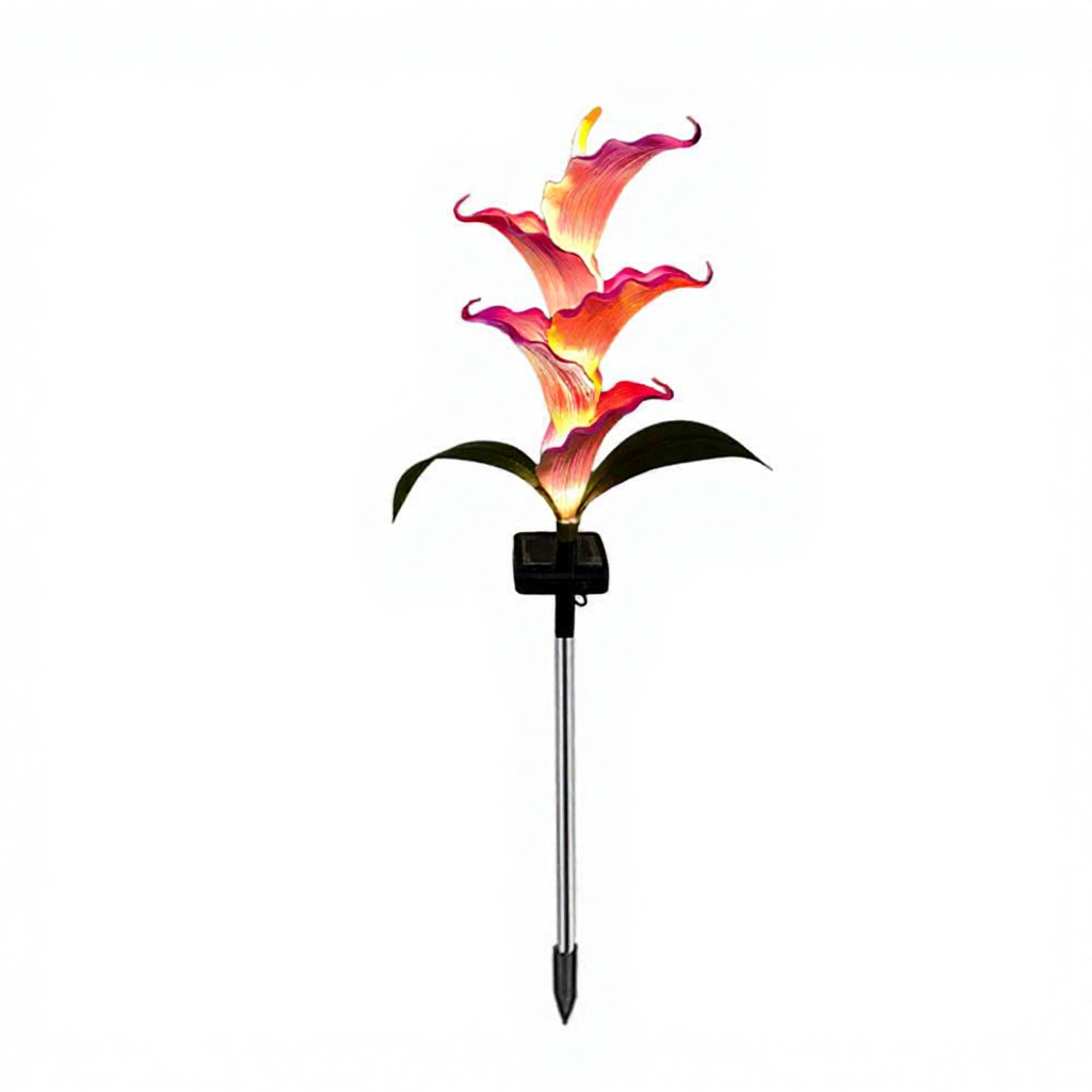 Solar Powered Color Changing LED Calla Lily Stake Lights - Weatherproof Flower Bed & Yard Accent Lighting