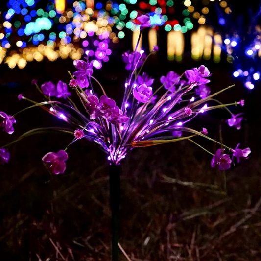 Solar Powered Decorative Purple LED Flower Stake Lights - Waterproof Outdoor Lawn Patio Garden Lighting