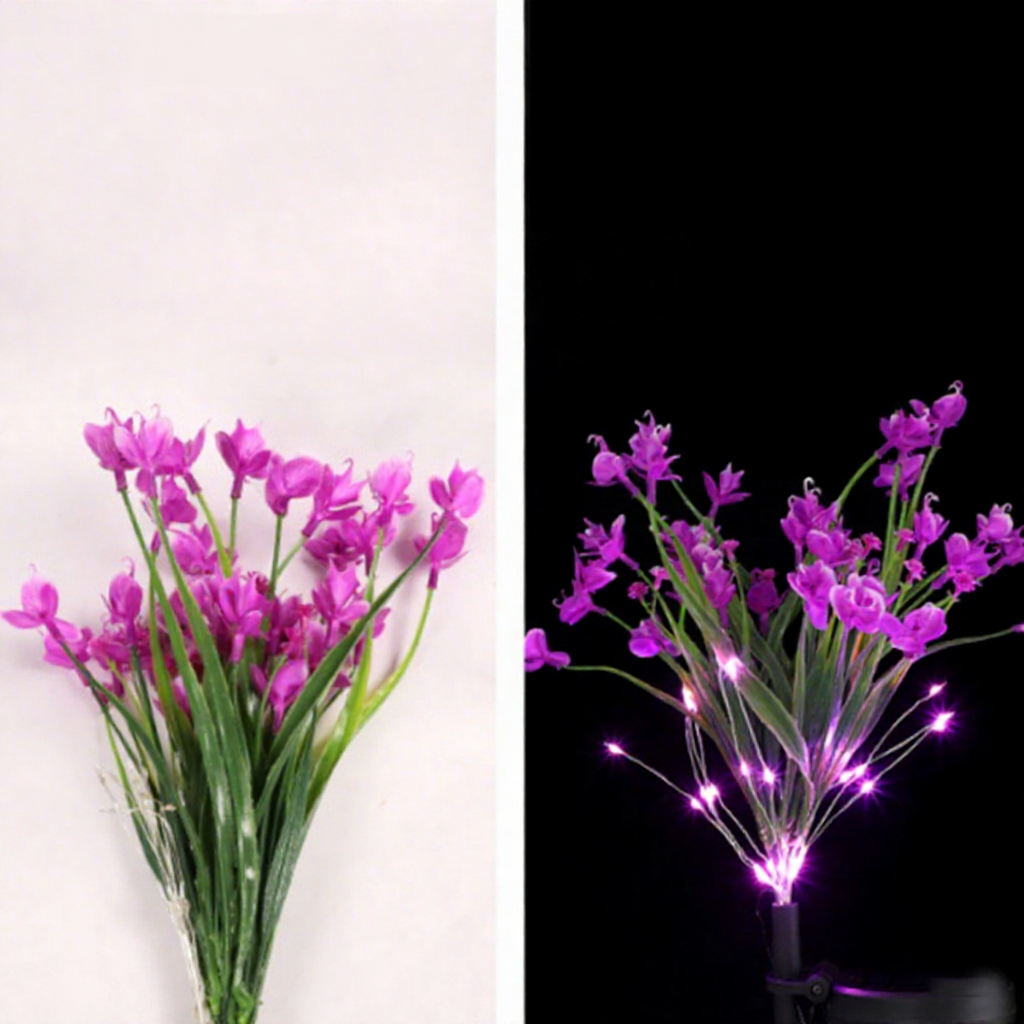 Solar Powered Decorative Purple LED Flower Stake Lights - Waterproof Outdoor Lawn Patio Garden Lighting