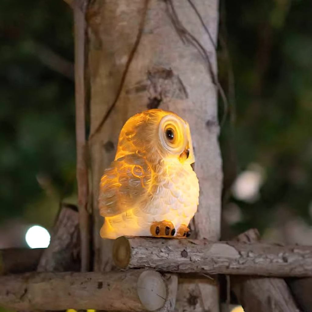 Solar Powered LED Owl Statue - Weatherproof Yard Lawn Flower Bed Outdoor Garden Landscape Ornament Decor Lighting
