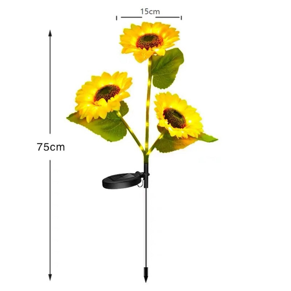 Solar Powered LED Sunflower Stake Light - 2 Pack, Weatherproof Outdoor Lawn Pathway Garden Lighting