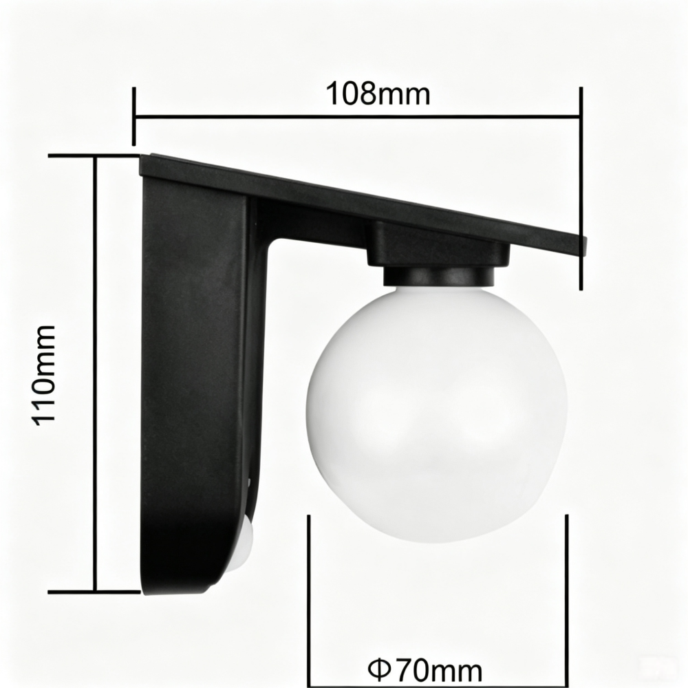 Solar Powered Motion Sensor Globe Ball Outdoor Wall Light - Waterproof Wall Lamp for Fence Patio Porch Garden Yard