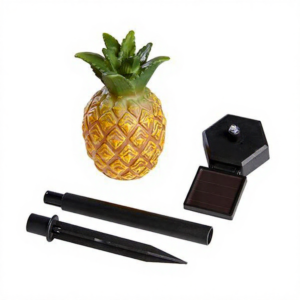 Solar Powered Pineapple Warm White LED Stake Light - Weatherproof Outdoor Lawn Pathway Garden Lighting