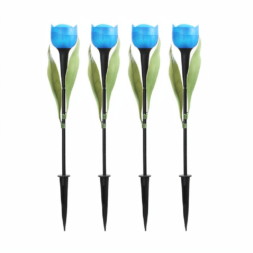 Solar Powered Tulip Flower Garden Stake Light - 4 Pcs, Weatherproof Yard Lawn Flower Bed Patio Outdoor Decor Lighting