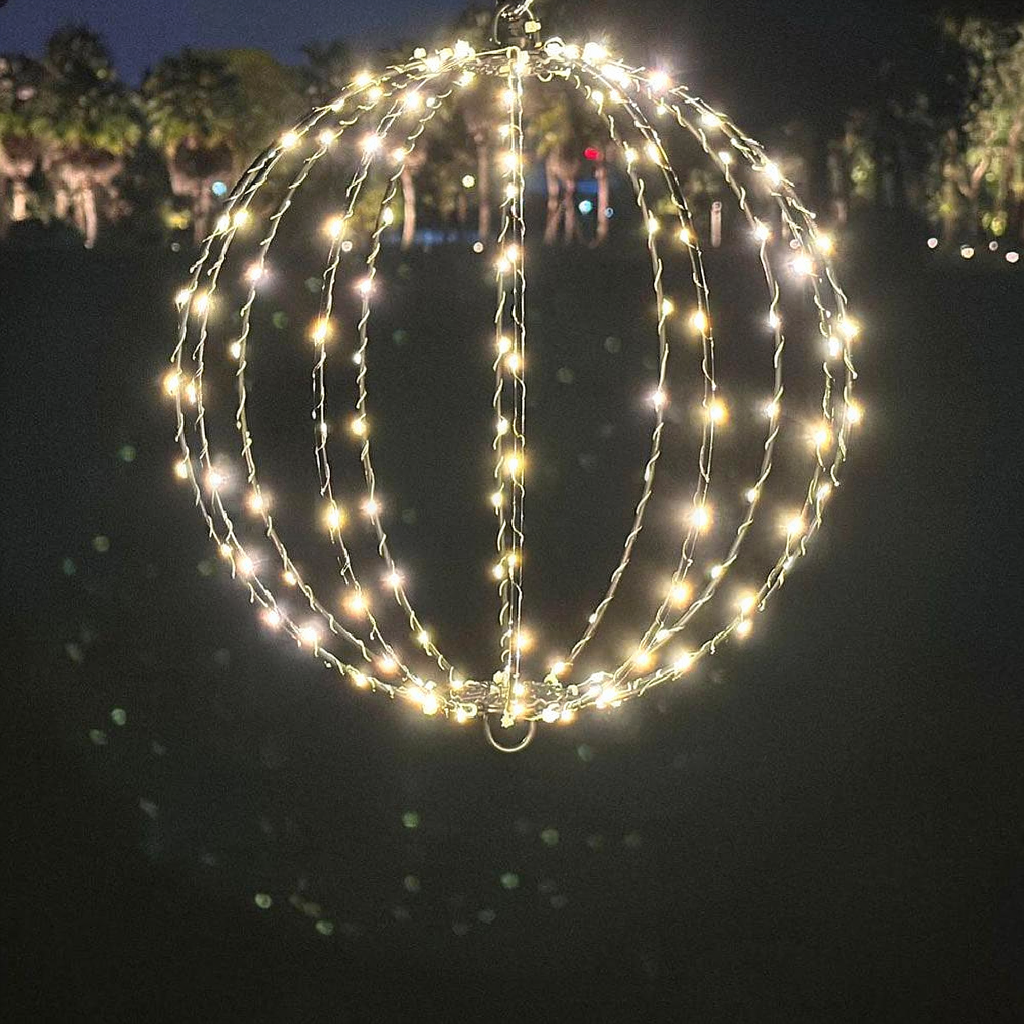 USB Powered Warm White LED Christmas Ball Light - 11.8-Inch, Home Yard Garden Holiday Party Festival Decor Lighting
