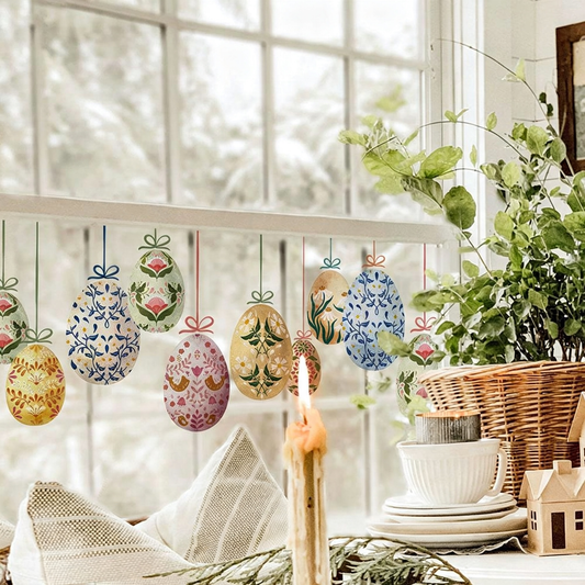 Vintage Floral Easter Egg Window Cling - Spring Window Holiday Decor