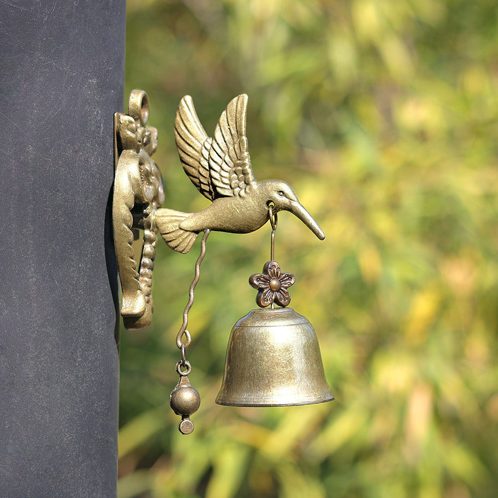 Vintage Metal Hummingbird Doorbell - Porch Front Door Decor