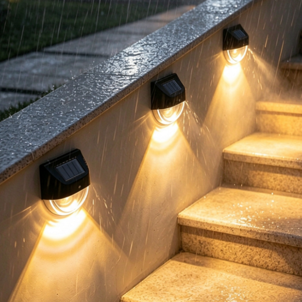 Warm White Solar Powered LED Fence Light - 2 Pcs, Waterproof Outdoor Garden Patio Deck Yard Lighting