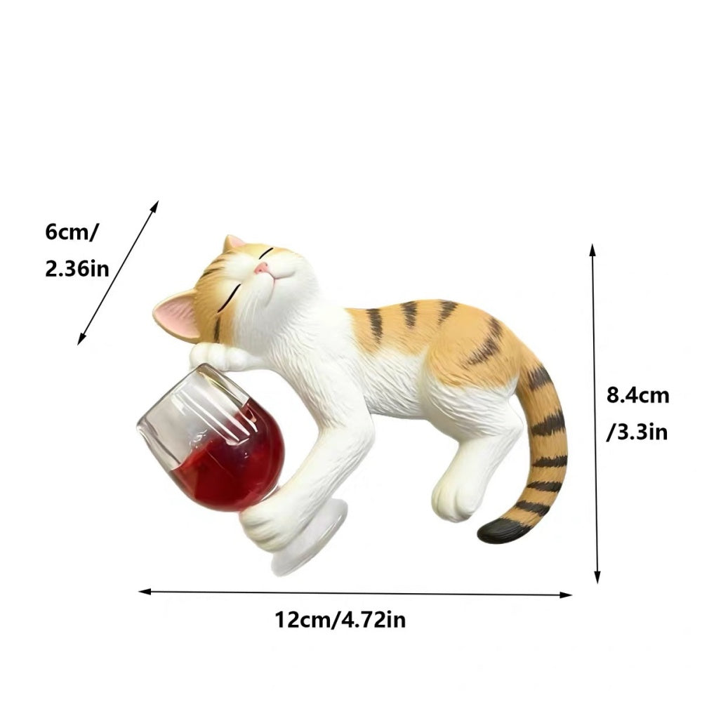 Whimsical Animal Hand-Painted Resin Tipsy Cat Pot Hugger - Garden & Patio Decor