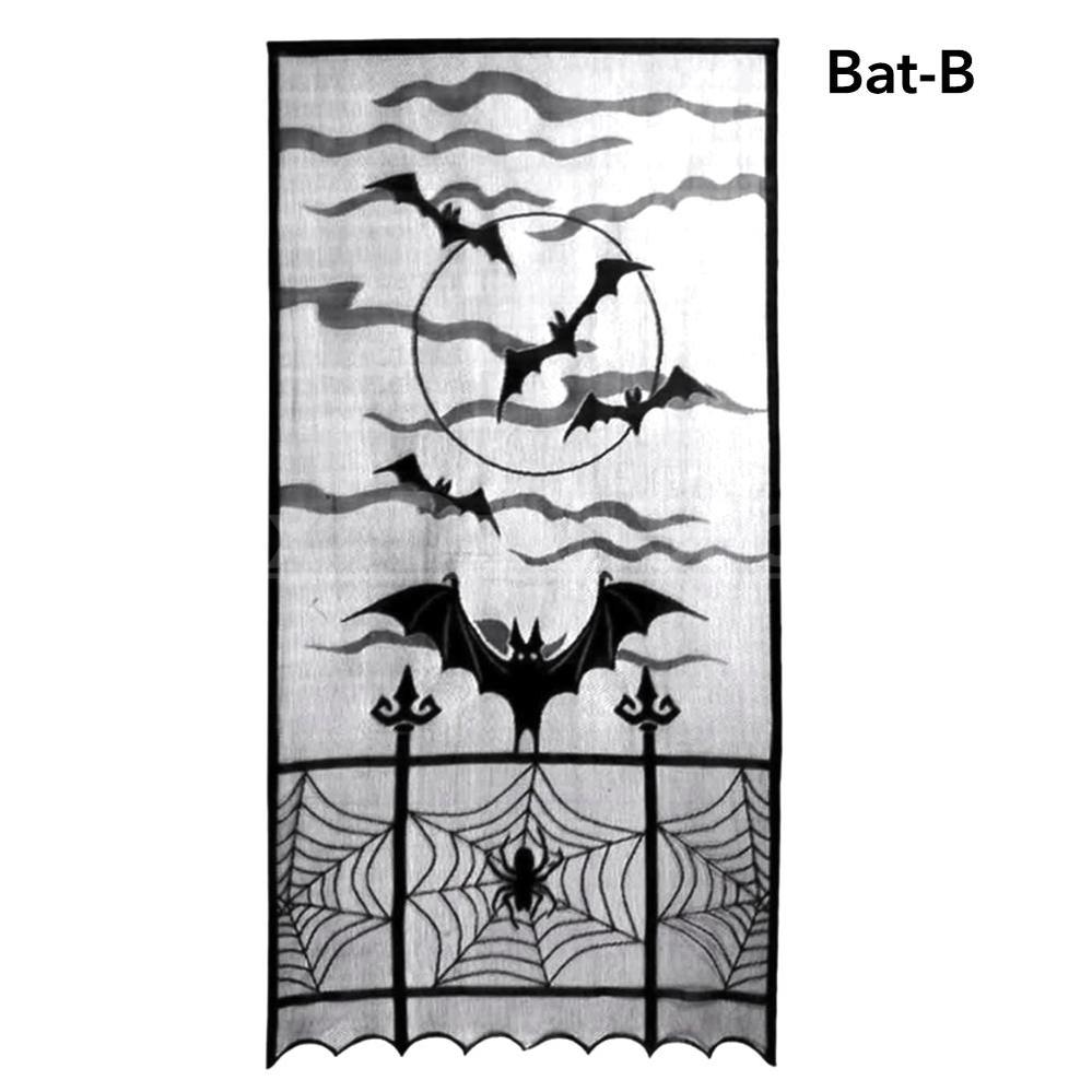 Halloween Themed Lace Curtain Decoration-Bat - B-View 12-Next Deal Shop