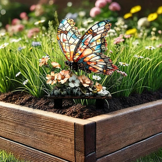 Whimsical Nature Butterfly Garden Stake - 12-Inch Tall, Flower Bed & Yard Decor