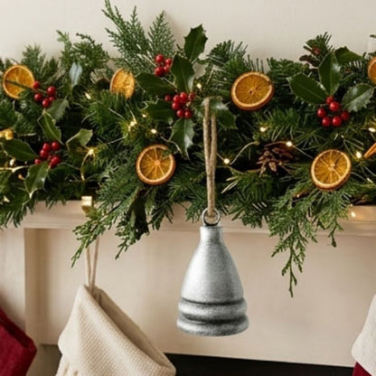 Rustic Christmas Metal Bell Hanging Decor - Sliver, Xmas Tree Wreath Garland Mantel Decor
