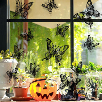 12 Pcs - Halloween Skull Butterfly Decoration