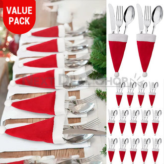 16 Pcs - Christmas Santa Hat Cutlery Holders