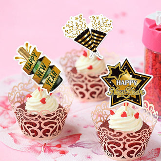 16 Pcs - Happy New Year Cupcake Topper