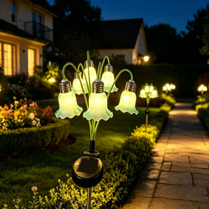 Solar Powered Bell Flower Garden Stake Light - Waterproof Outdoor Yard Lawn Flower Bed Landscape Decor