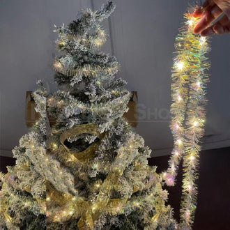 16.4 Ft Iridescent Christmas Tinsel Garland Light