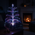 Battery Powered Color Changing Fiber Optic Christmas Tree with Star Topper - Tabletop Holiday Decor Light