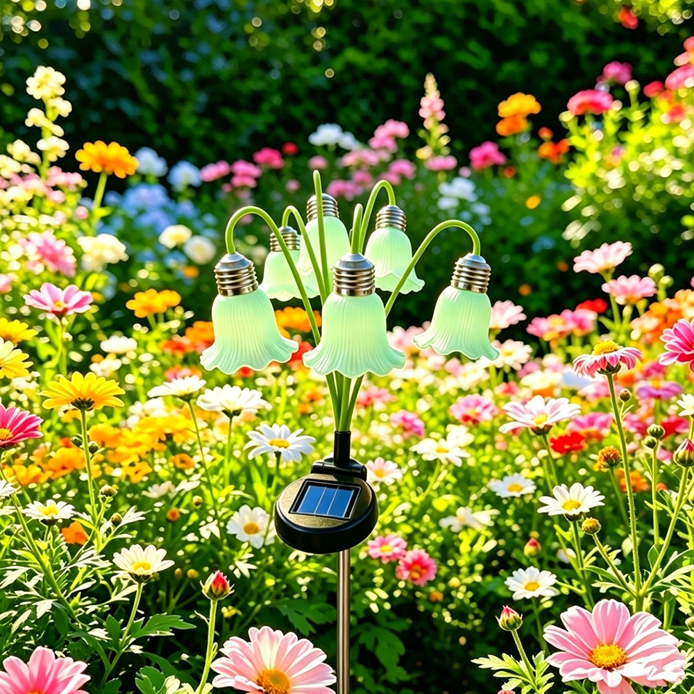 Solar Powered Bell Flower Garden Stake Light - Waterproof Outdoor Yard Lawn Flower Bed Landscape Decor