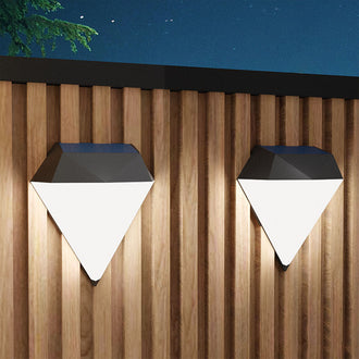 2 Pack - Solar Powered LED Diamond Wall Light