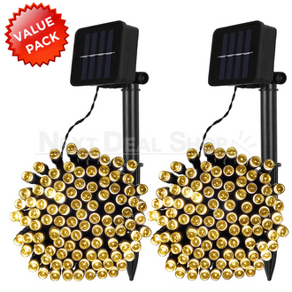 2 Pack - Solar-Powered LED Fairy Lights