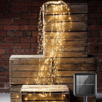 2 Pack - Solar Powered Waterfall Fairy String Lights