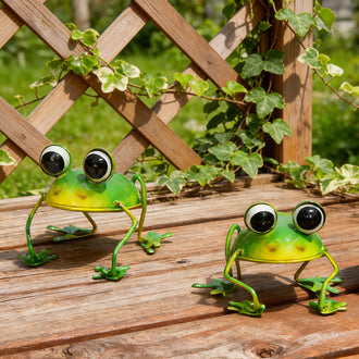 2 Pcs - Adorable Metal Frog Garden Decor