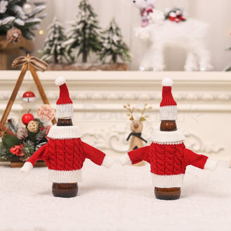 2 Pcs - Christmas Knitted Bottle Sweater Cover