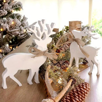 2 Pcs - Christmas Wooden Reindeer Decor