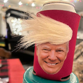 Funny Can Cooler Sleeve with Hair - 2 Pcs, Home Party Bar Drink Accessory