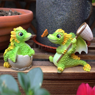 2 Pcs - Green Dragon Garden Decor