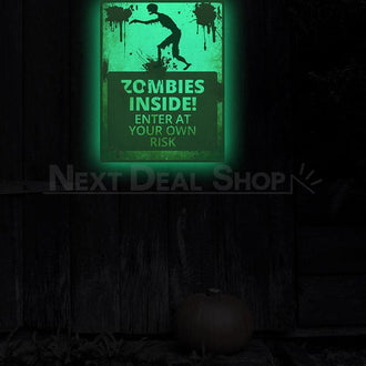 2 Pcs - Halloween Glow in the Dark Warning Sign Sticker