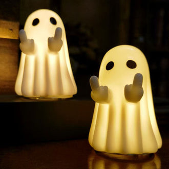 2 Pcs -  LED Light Up Middle Finger Ghost Ornament