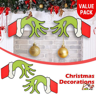 2 Pcs - Naughty Christmas Wooden Hand Door Decoration