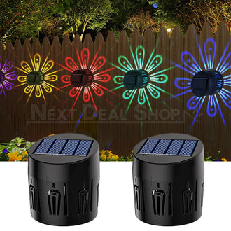 2 Pcs Solar Powered Color Changing Flower Wall Light