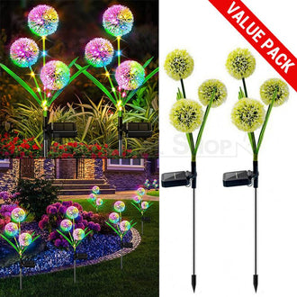 2 Pcs - Solar Powered LED Dandelion Stake Light
