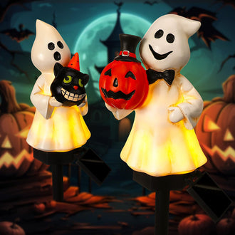 2 Pcs - Solar Powered LED Ghost Stake Light