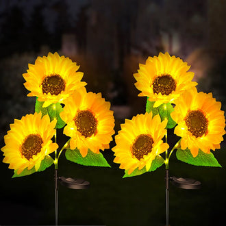 2 Pcs - Solar Powered LED Sunflower Stake Light